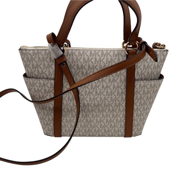 Michael Kors Sullivan Tote Bag  Vanilla Acorn Chic Convertible Style Logo Tassel - Picture 9 of 12